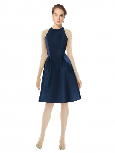 Short Halter Cocktail Length Luxe Satin Cocktail Bridesmaid Dress Glasgow