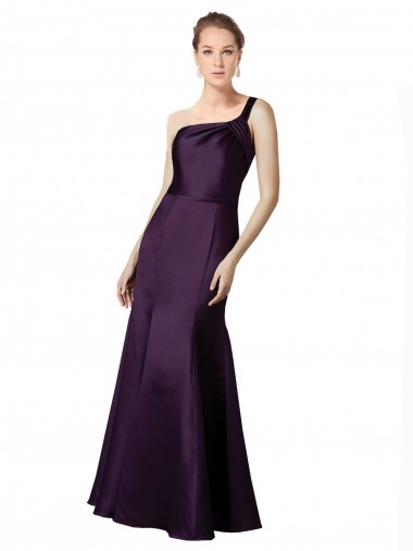 Long Ruched Neckline One Shoulder Satin Bridesmaid Dress / Prom Dress Glasgow
