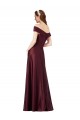 Long Off the Shoulder Formal Satin Bridesmaid Dress / Prom Dress with Thigh-high Slit