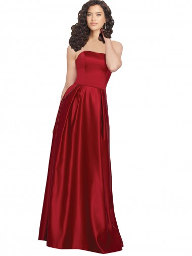 Strapless Satin Bridesmaids Dress with Beaded Pocket and Soft Pleating Glasgow
