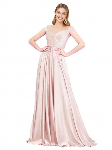 A-Line Off the Shoulder Sweetheart Formal Satin Bridesmaid Dress / Prom Dress Glasgow