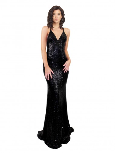 Sleek Fishtail Shaped Open Back Formal Sequin Bridesmaid Dress / Prom Dress Glasgow