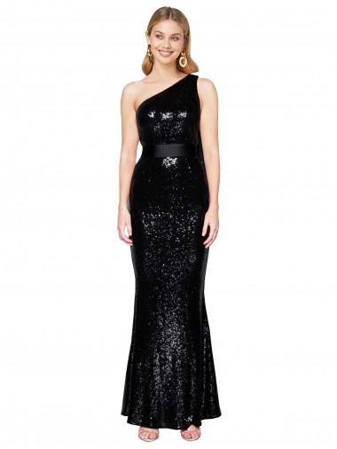 Draped One Shoulder Long Full Length Formal Sequin Bridesmaid Dress / Prom Dress Glasgow