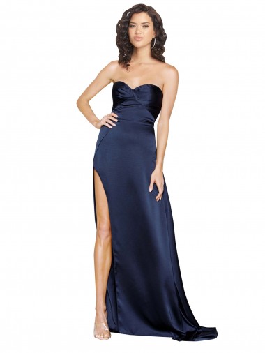 Knotted Sweetheart Formal Silky Satin Bridesmaid Dress / Prom Dress with High Side Split Glasgow