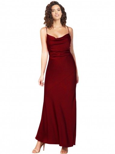 Cowl Neck Low Back Formal Silky Satin Bridesmaid Dress / Prom Dress with Thin Back Straps Glasgow