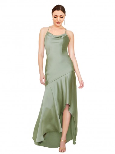 Formal Silky Satin Bridesmaid Dress / Prom Dress with Bias Cut Skirt Glasgow