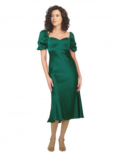 Ruched Sleeve Formal Silky Satin Bridesmaid Dress / Prom Dress Glasgow