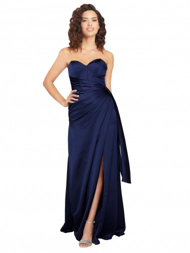Floor Length Wrap Skirt Formal Silky Satin Bridesmaid Dress / Prom Dress Glasgow
