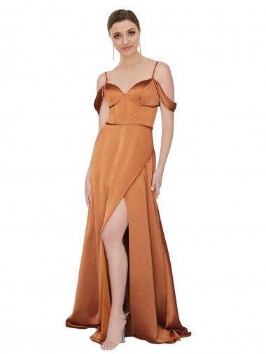 Formal Silky Satin Bridesmaid Dress / Prom Dress with Bustier Bodice Glasgow