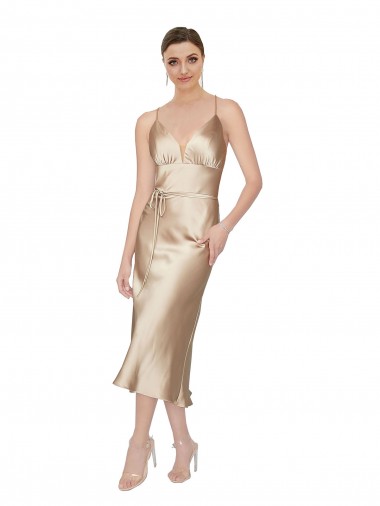 Empire Waist Formal Silky Satin Cocktail Midi Bridesmaid Dress / Prom Dress Glasgow