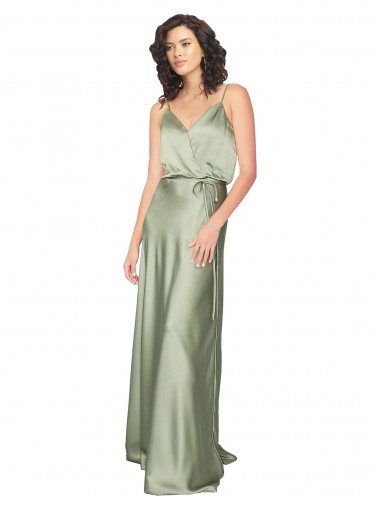 Formal Silky Satin Bridesmaid Dress with Tied Waist Glasgow