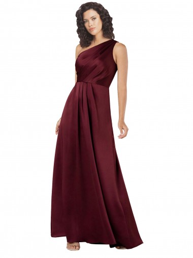 One Shoulder Formal Silky Satin Bridesmaid Dress / Prom Dress with Subtle Pleats Glasgow