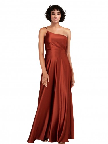 Sophisticated One Shoulder Formal Silky Satin Bridesmaid Dress / Prom Dress with Full Skirt Glasgow