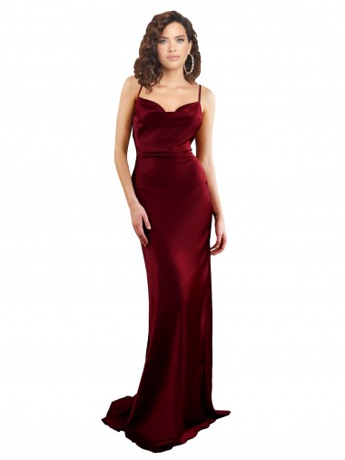 Cowl Neck Long Criss Cross Open Back Formal Silky Satin Bridesmaid Dress / Prom Dress Glasgow