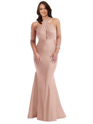 Criss Cross Halter Open Back Formal Silky Satin Mermaid Bridesmaid Dress / Prom Dress Glasgow