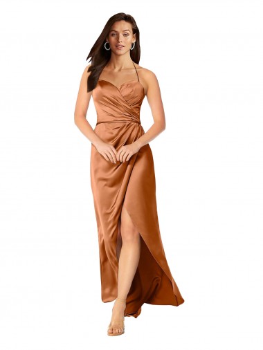 Faux-Wrap Skirt Formal Silky Satin Bridesmaid Dress / Prom Dress Glasgow
