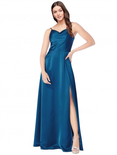 Cowl Neck Salky Satin Bridesmaid Dress / Prom Dress Glasgow