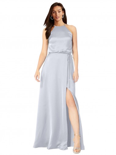 Halter Neck Formal Silky Satin Bridesmaid Dress with Strappy Back Glasgow