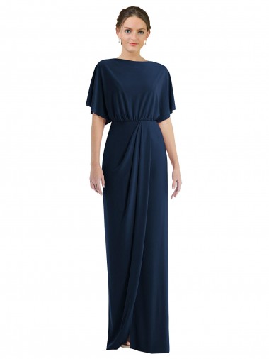 Open Back Short Sleeves Draped Tulip Skirt Maxi Spandex Bridesmaid Dress / Prom Dress Glasgow