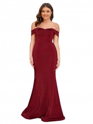Off Shoulder Sleeves Sweetheart Neckline Long Formal Spandex Bridesmaid Dress / Prom Dress Glasgow