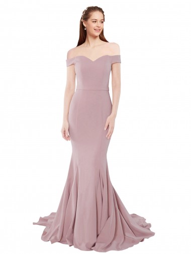 Off the Shoulder Mermaid Long Sweep Train Bridesmaid Dress / Prom Dress Glasgow