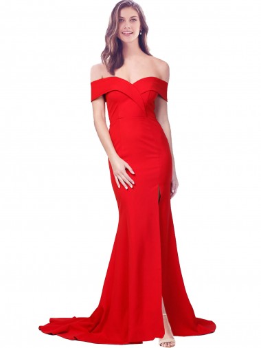 Criss Cross Full Length Long Formal Crepe Bridesmaid Dress / Prom Dress with Side Split Glasgow