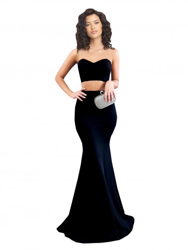 Two Piece High Neck Formal Crepe Bridesmaid Dress / Prom Dress Glasgow