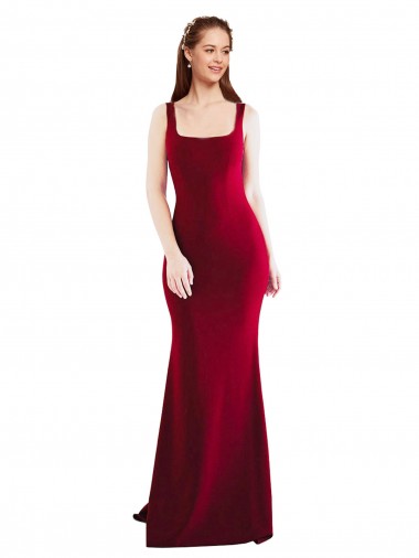 Square Neckline and Backline Fitted Formal Crepe Bridesmaid Dress / Prom Dress Glasgow