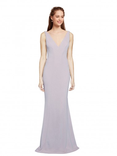 Cut-Out Back V-Neckline Mermaid Formal Crepe Bridesmaid Dress / Prom Dress Keyhole Back Glasgow