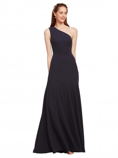 Fit and Flare Formal Crepe Bridesmaid Dress / Prom Dress with One Shoulder Glasgow