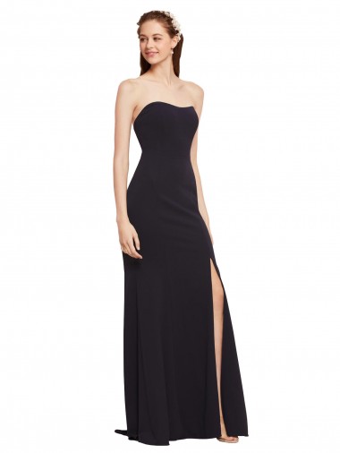 Strapless Bodycon Long Formal Crepe Bridesmaid Dress / Prom Dress with High Slit Glasgow