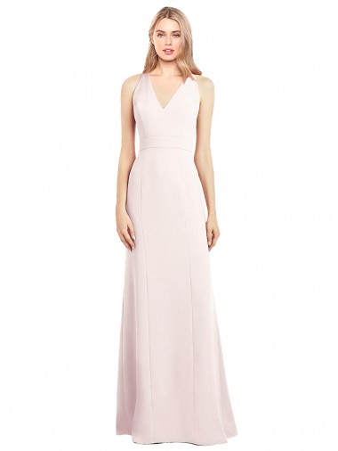 V-Neck Keyhole Back Crepe Trumpet Bridesmaid Dress / Prom Dress Glasgow
