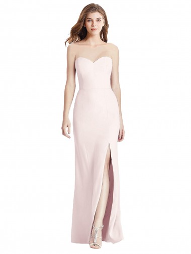 Strapless Crepe Trumpet Bridesmaid Dress / Prom Dress with Front Slit Glasgow