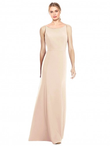 V-Spaghetti Strap Open Back Bateau Neck Trumpet Bridesmaid Dress / Prom Dress Glasgow