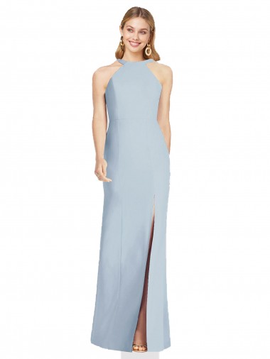 High Neck Backless Formal Crepe Trumpet Bridesmaid Dress Glasgow
