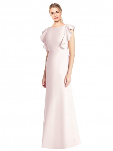 Ruffle Cap Sleeves Open Back Trumpet Bridesmaid Dress / Prom Dress Glasgow