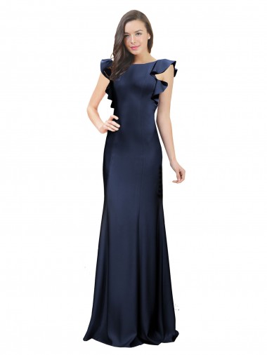 Sleeveless Crepe Bridesmaid Dress / Prom Dress with Cascading Ruffle and Keyhole Back Glasgow