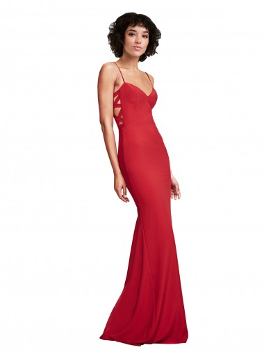 Spaghetti Strap Slip Neckline Formal Crepe Bridesmaid Dress / Prom Dress Glasgow