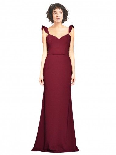Crepe Slip Bridesmaid Dress / Prom Dress with Ruffled Straps Glasgow