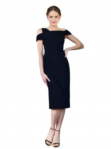 Draped Cross Shoulder Stretch Formal Crepe Cocktail Dress / Homecoming Dress Glasgow