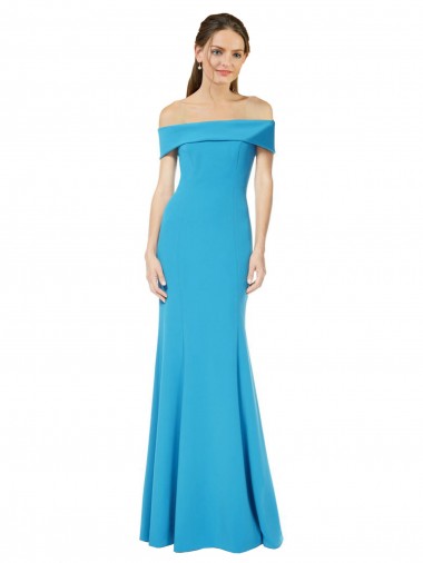 Off the Shoulder Formal Crepe Bridesmaid Dress / Prom Dress with Fitted Silhouette Glasgow