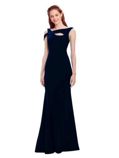 Sleeveless Formal Crepe Mermaid Bridesmaid Dress / Prom Dress with Side Slit Glasgow