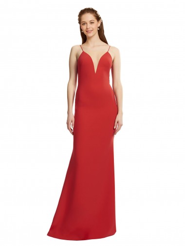 Mermaid Plunging V-Neck Formal Crepe Bridesmaid Dress / Prom Dress with Wide Open Back Glasgow
