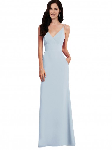 V Back Spaghetti Strap Maxi Bridesmaid Dress / Prom Dress with Pockets Glasgow