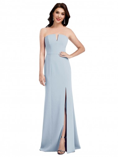 Strapless Notch Crepe Bridesmaid Dress / Prom Dress with Front Slit Glasgow
