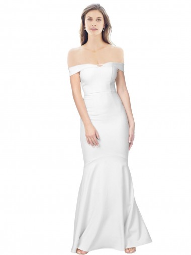Mermaid Off the Shoulder Long Formal Crepe Bridesmaid Dress / Prom Dress with Low Back Glasgow