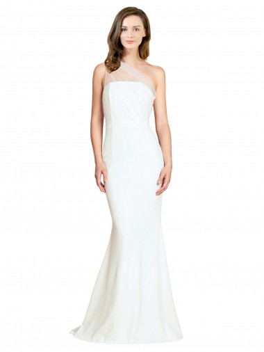 Soft Tulle Shoulder Overlay Mermaid One Shoulder Formal Crepe Bridesmaid Dress Glasgow