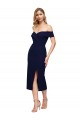 Midi Length Short Formal Crepe Bridesmaid Dress / Cocktail Prom Dress with Side Split
