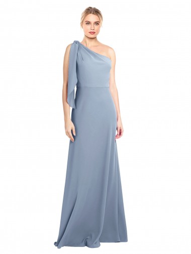 Draped Flutter Sleeves One Shoulder Stretch Formal Crepe Bridesmaid Dress / Prom Dress Glasgow