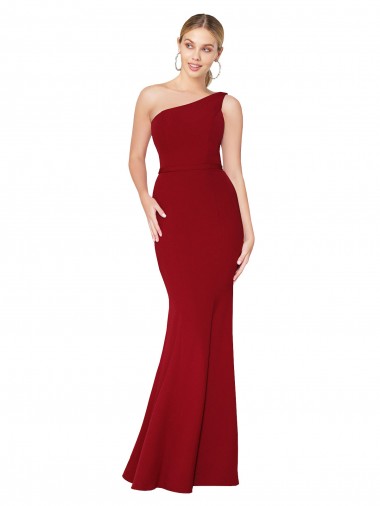 One Shoulder Long High Neck Sleeveless Mermaid Formal Crepe Bridesmaid Dress / Prom Dress Glasgow